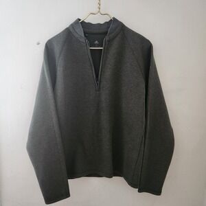 Adidas Mens Small Quarter Zip Pullover Heathered Green Gray Mock Neck Sweatshirt